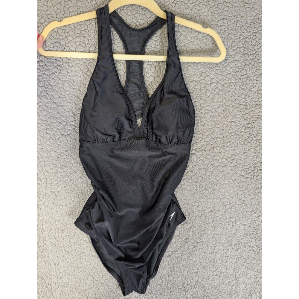 Speedo Women's Black One Piece Swimsuit Racerback Size 8 Pool Sports Vacation